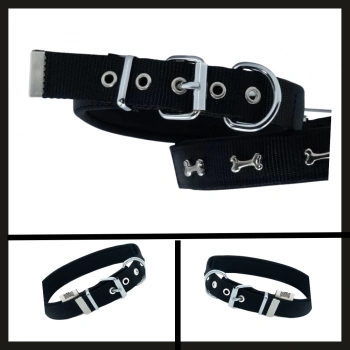 Uyguna-Yakala Siyah 2.5*37-45 Cm Dokuma Kemikli Boyun Tasması-SMA.353