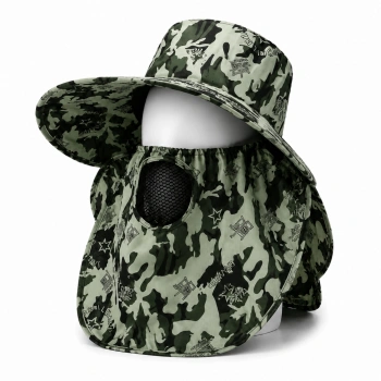 Uyguna-Yakala Ense Korumalı Outdoor Şapka - Maskeli - Kamuflaj (M-6)- Savex