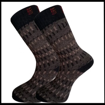 Uyguna-Yakala Erkek Çorabı Kahverengi Kuzu Yünü Havlu -RAP.395