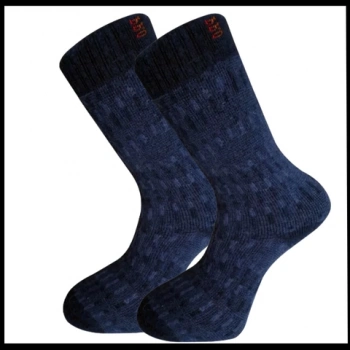 Uyguna-Yakala Erkek Çorabı Lacivert Kuzu Yünü Havlu -RAP.397