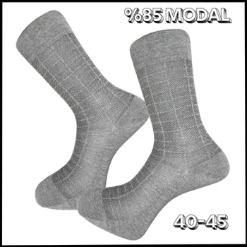 Uyguna-Yakala Erkek Kül Gri Modal Çorabı-AP.248