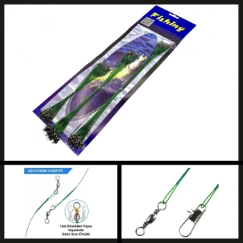 Uyguna-Yakala 72 Adet Kartela Set Fishack Klipsli Fırdöndülü Çelik Tel-MAL.431