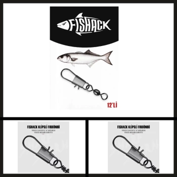 Uyguna-Yakala 12 Adet Fishack Paslanmaz Klipsli Fırdöndü Füme No: 7-RDN.045