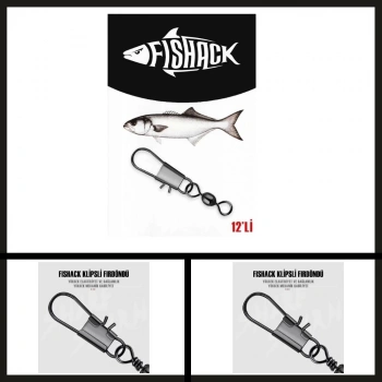 Uyguna-Yakala No: 8 12 Adet Fishack Paslanmaz Klipsli Fırdöndü Füme-RDN.046