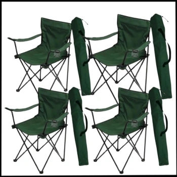 Uyguna-Yakala Haki - Taşıma Çantalı 4 Adet Katlanır Kamp Sandalyesi - Piknik Plaj Sandalyesi -TAB.268