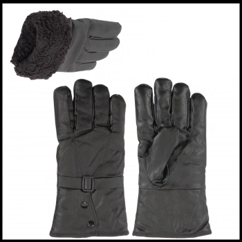 Uyguna-Yakala İçi Peluşlu Siyah Erkek Deri Eldiven - 137-E