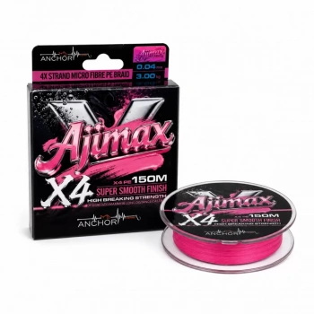 Uyguna-Yakala İp Örgü Misina - 4 Kat - Anchor Ajimax 4X - 150mt - Pembe - 0.04mm