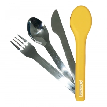 Uyguna-Yakala Kamp Çatal&Kaşık&Bıçak Seti - Seyehat Seti - Orcamp - Sarı (OUT-1970)