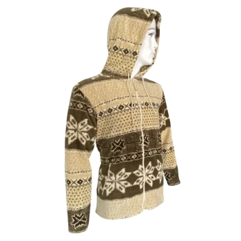 Uyguna-Yakala Kapşonlu Polar Ceket - Thermoform - Kahverengi