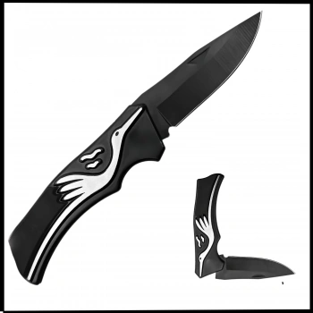 Uyguna-Yakala Karbon - Leylek Motifli Katlanır Cep Çakısı -AK.631