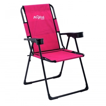 Uyguna-Yakala Katlanabilir Kamp Sandalyesi - Rest - Bardaklıklı - Argeus - Pembe