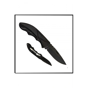 Uyguna-Yakala Siyah Katlanır Cep Çakısı - Kemer Klipsli - AK.627