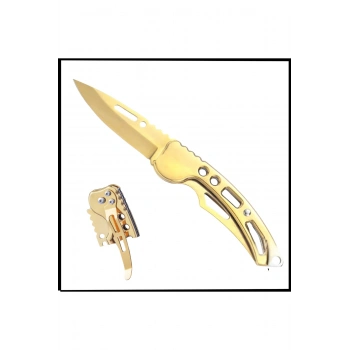 Uyguna-Yakala Gold Katlanır Cep Çakısı - Kemer Klipsli -AK.640