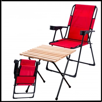  Uyguna-Yakala Kırmızı -130 KG Taşıma 2 Adet Katlanır Kamp Sandalyesi ve Masa Seti -TAB.255