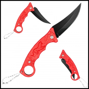 Uyguna-Yakala Kırmızı Cep Çakısı Aslan Desenli-CAK.509