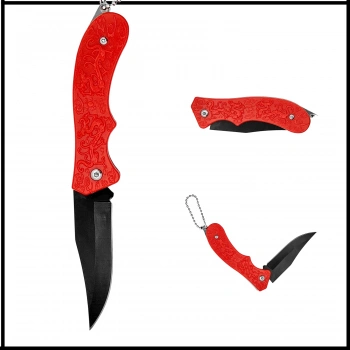 Uyguna-Yakala Kırmızı Cep Çakısı Ejderha Desenli-CAK.511