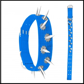 Uyguna-Yakala Köpek Boyun Tasması Mavi Dokuma Çivili-SMA.520