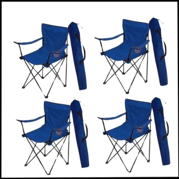 Uyguna-Yakala Lacivert- Taşıma Çantalı 4 Adet Katlanır Kamp Sandalyesi - Piknik Plaj Sandalyesi -TAB.270