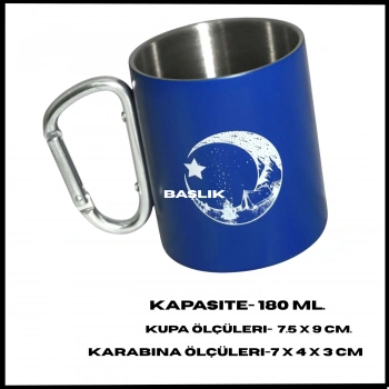 Uyguna-Yakala Mavi Karabina Saplı Paslanmaz Çelik Kupa Bardak-MLZ.310