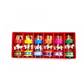 Uyguna-Yakala Mini Ahşap 6 lı Atli Karinca Renkli