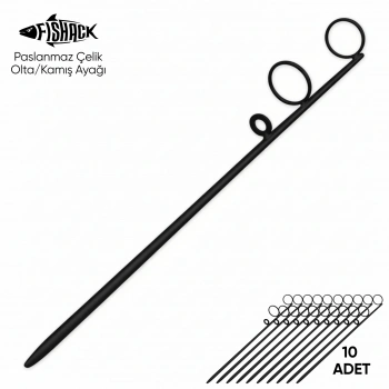 Uyguna-Yakala Olta Kamış Ayağı - Paslanmaz Çelik - Fishack - Siyah - 10lu