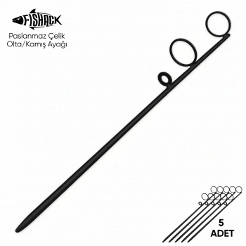 Uyguna-Yakala Olta Kamış Ayağı - Paslanmaz Çelik - Fishack - Siyah - 5li