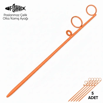 Uyguna-Yakala Olta Kamış Ayağı - Paslanmaz Çelik - Fishack - Turuncu - 5li