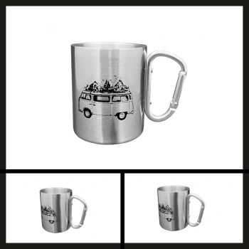 Uyguna-Yakala Gri Out-1850 Orcamp Karabina Saplı Çelik Kupa Bardak-MLZ.269