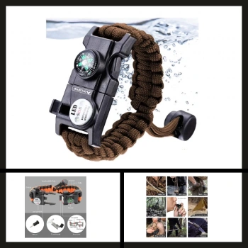 Uyguna-Yakala Kahve Out-4300 Orcamp Paracord Hayatta Kalma Bilekliği-MLZ.199