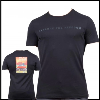 Uyguna-Yakala Pamuklu Erkek T-Shirt Siyah-604-S