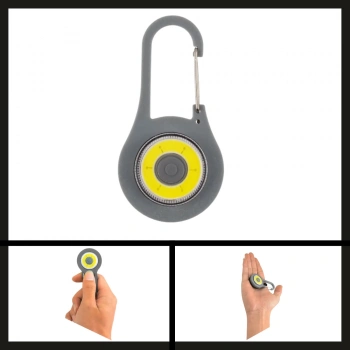 Uyguna-Yakala Gri Karabinalı Anahtarlık El Feneri-1850-G