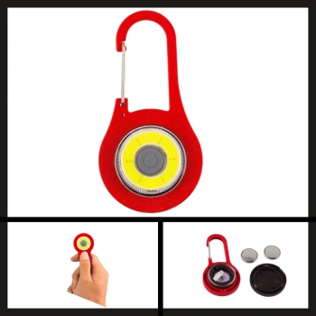 Uyguna-Yakala Kırmızı Karabinalı Anahtarlık El Feneri-1850-K