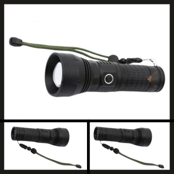 Uyguna-Yakala PT-4112 USB Şarjlı Zoomlu P70 LED Metal El Feneri-PT-4112