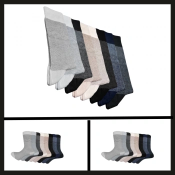 Uyguna-Yakala  8li Set Tumaniş Bambu Erkek Çorabı-RAP.265