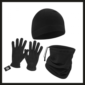 Uyguna-Yakala Siyah (sbln.008) Savage Warm 3lü Kışlık Set Polar Bere, Eldiven, Boyunluk-PKA.027