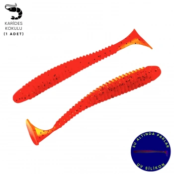 Uyguna-Yakala Silikon Kurt Yem - 4,2g 105mm - Turna/Levrek Silikonu - 1 Adet - Turuncu/Sarı - Karides Kokulu