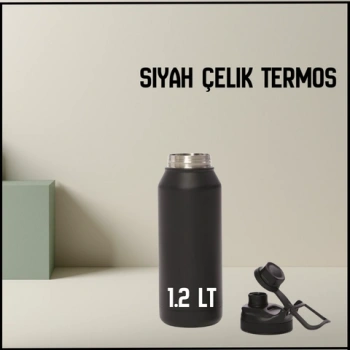 Uyguna-Yakala 1.2 lt  Siyah Çelik Termos-ERM.198