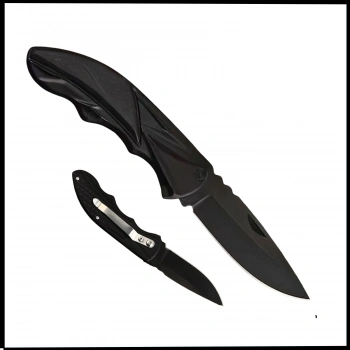 Uyguna-Yakala Siyah Katlanır Cep Çakısı - Kemer Klipsli - AK.627