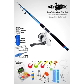 Uyguna-Yakala Tam Takım Kıyı Olta Seti - 270cm Kamış 30-60GR / 3000lik Lexus Olta Makinesi - Taşıma Çantalı