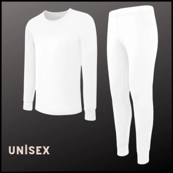 Uyguna-Yakala Unisex - Beyaz Yetişkin Termal İçlik - 1001-B