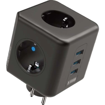 Uyguna-Yakala Winnboss Akım Korumalı Isıya Dayanıklı 3 lü Duvar Tipi Priz 3 Adet USB 3440