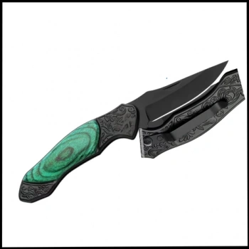 Uyguna-Yakala Yeşil Katlanır Cep Çakısı - Ahşap Saplı - CAK.623