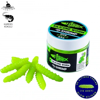 Uyguna-Yakala Yüzen Silikon Kurt - Glow Alabalık Yemi - 37mm - Karides Kokulu - Fosfor Yeşili - Trout Bait