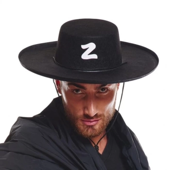Uyguna-Yakala Z Logolu Yetişkin Boy Bağcıklı Zorro Şapkası