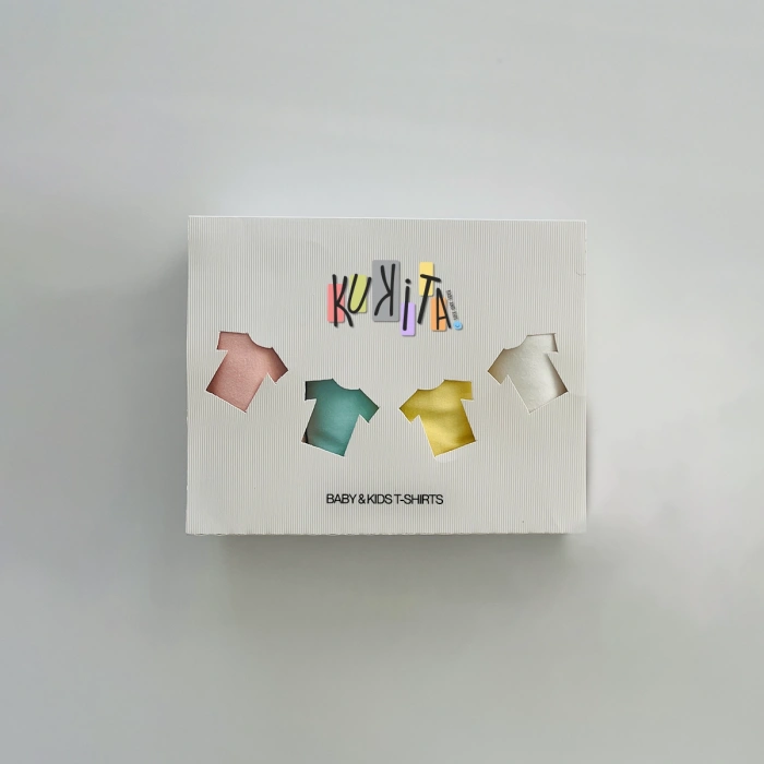 Kukita Kız-Erkek 4lü Organik Kaydırmaz Tabanlı Çorap ve Kukita Kız-Erkek 4lü Basic Tişört Seti Kuki09