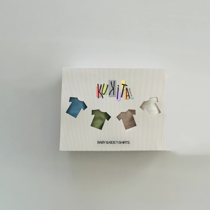 Kukita Kız-Erkek 4lü Organik Kaydırmaz Tabanlı Çorap ve Kukita Kız-Erkek 4lü Basic Tişört Seti Kuki09