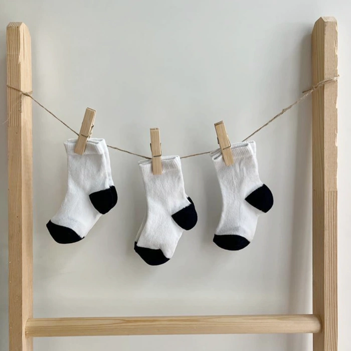 3lü Beyaz-Lacivert Çorap