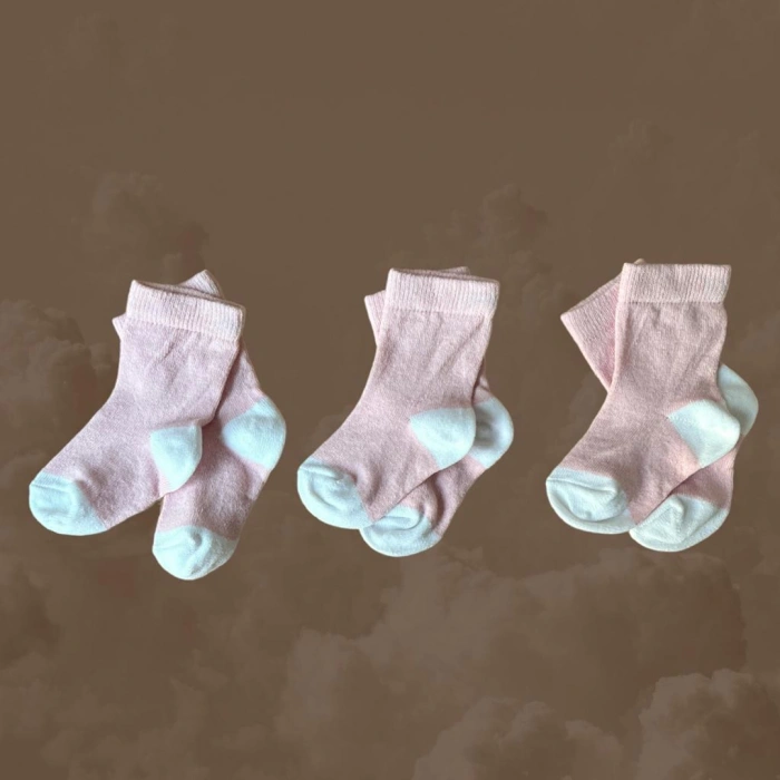 3lü Pembe-Beyaz Çorap