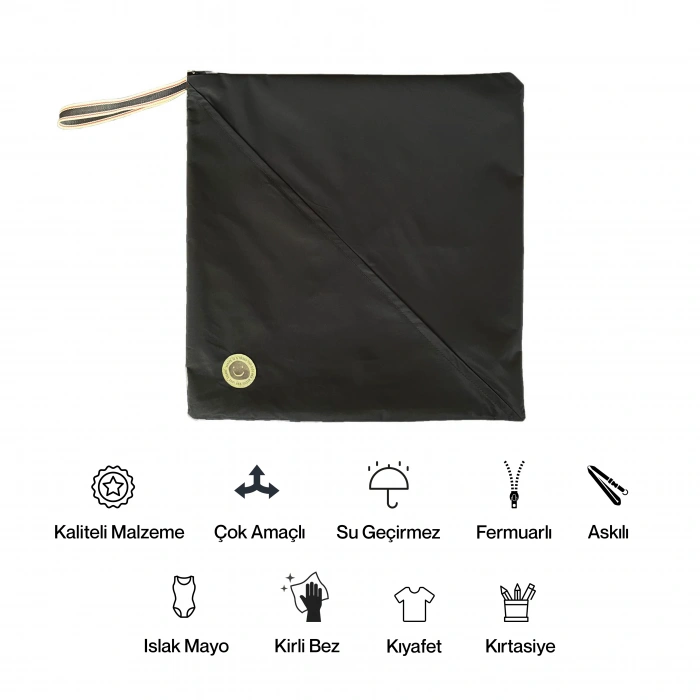 Kukita Su Geçirmez ,Islak, Kuru, Mayo, Kirli Temiz Kıyafet ve Bez, Kırtasiye Bebek ve Çocuk Çantası Çok Amaçlı Çanta 35cmx35cm