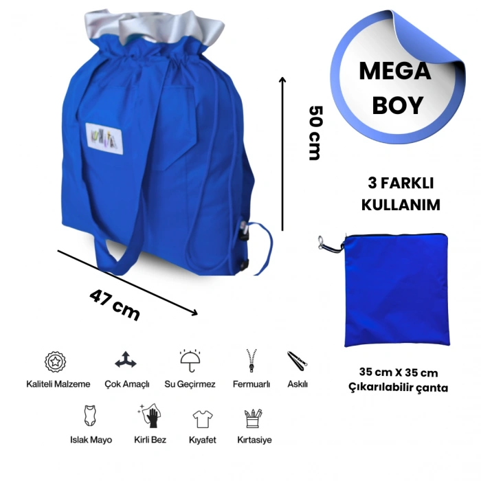 Kukita Büyük Boy Su Geçirmez Çok Amaçlı Plaj Çantası